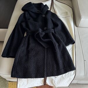 BCBGMaxAzria Black Textured Knit Jacket with belt